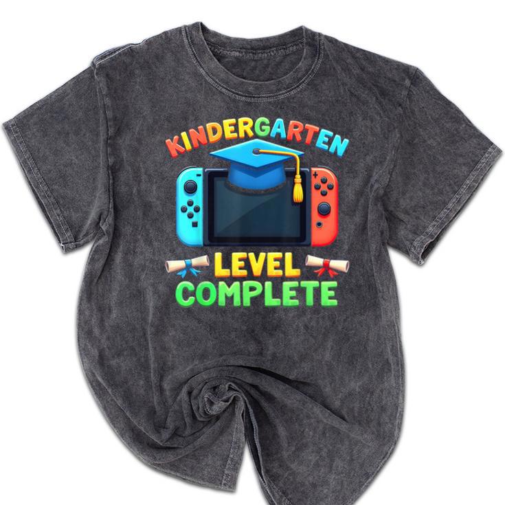 Kindergarten Level Complete Graduation Class 2025 Gamer Boys Mineral Wash Tshirts