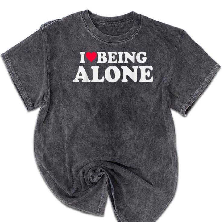 I Love Being Alone Introvert & Anxious Girl Red Heart Mineral Wash Tshirts I Love Being Alone Introvert & Anxious Girl Red Heart Mineral Wash Tshirts