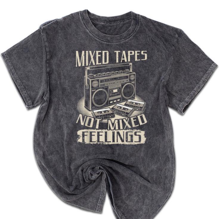Mixed Tapes Not Feelings Nostalgia Retro Cassette Tape Mineral Wash Tshirts