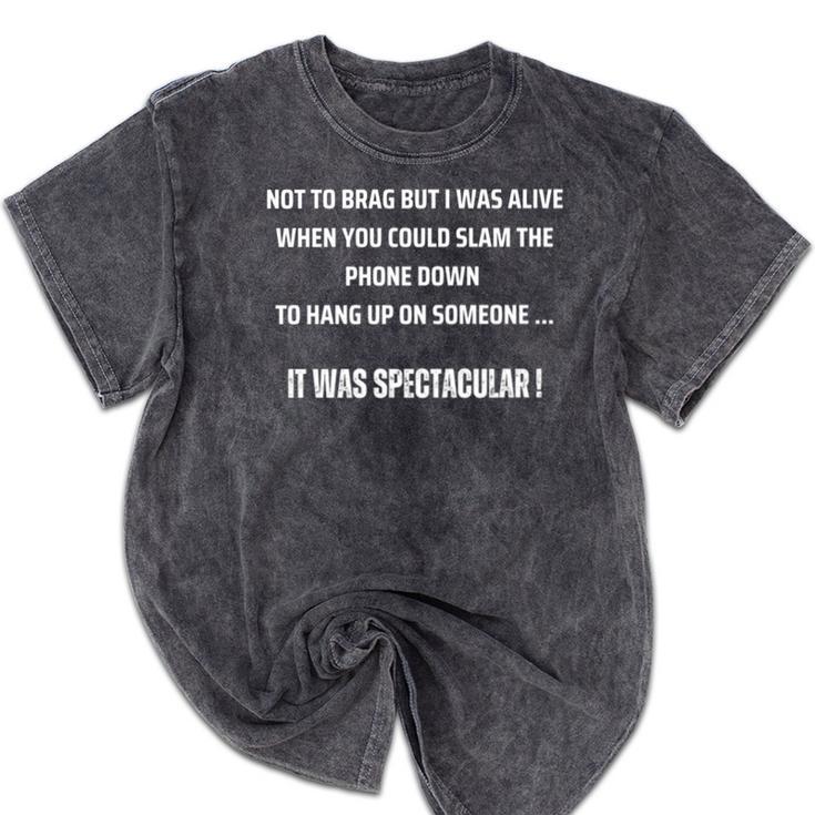 Nostalgia Humor Slam Phone Hang Up Mineral Wash Tshirts