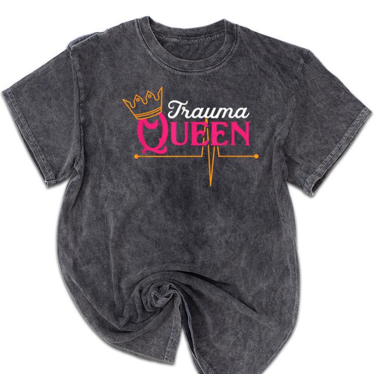 Nursing Shirt Graduation Nurse School Trauma Queen Shirt Mineral Wash Tshirts