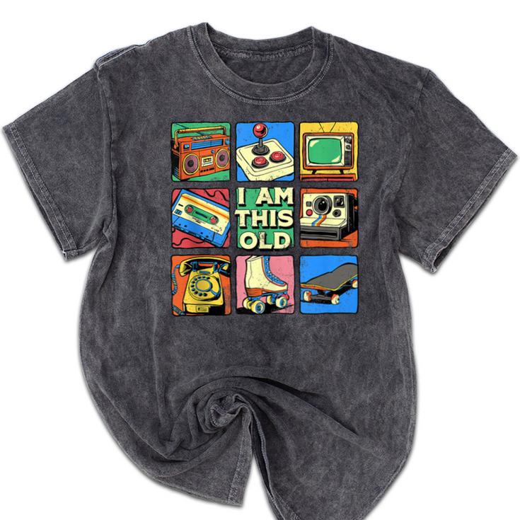 I Am This Old Retro Vintage Nostalgia 80s 90s Cassette Tape Mineral Wash Tshirts