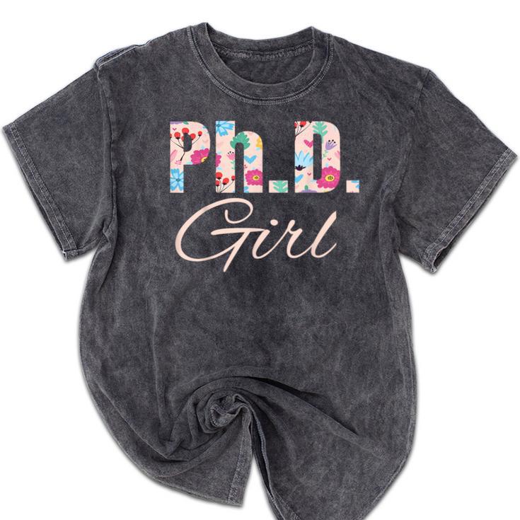 PhD Girl Doctorate Degree Graduation Women Her Psychology Mineral Wash Tshirts