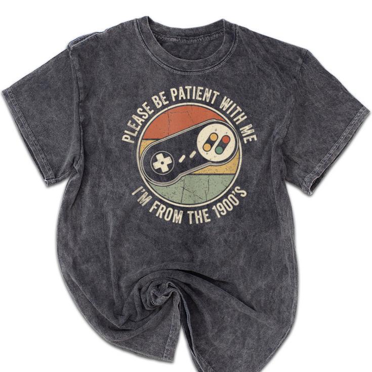 Please Be Patient With Me I'm From The 1900s Retro Gamer Mineral Wash Tshirts