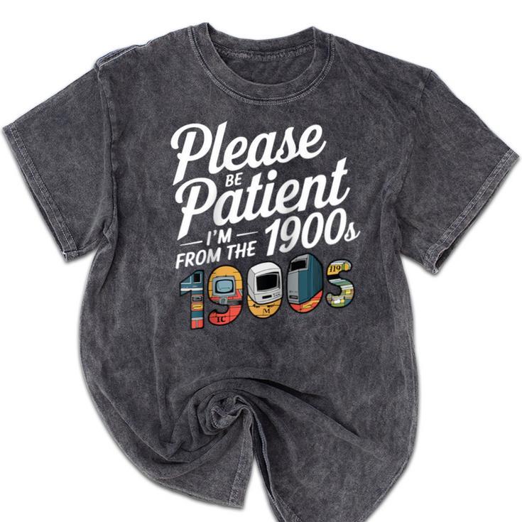Please Be Patient I'm From The 1900s Vintage Tech Graphic Raglan Baseball Tee Mineral Wash Tshirts