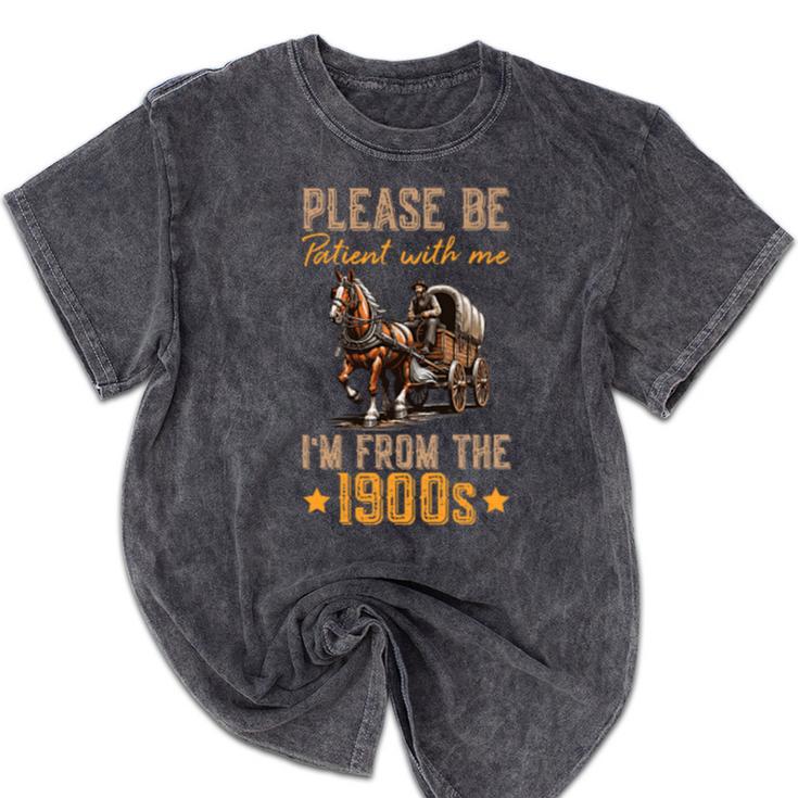 Please Be Patient With Mee I'm From The 1900s Minimalist Premium Mineral Wash Tshirts
