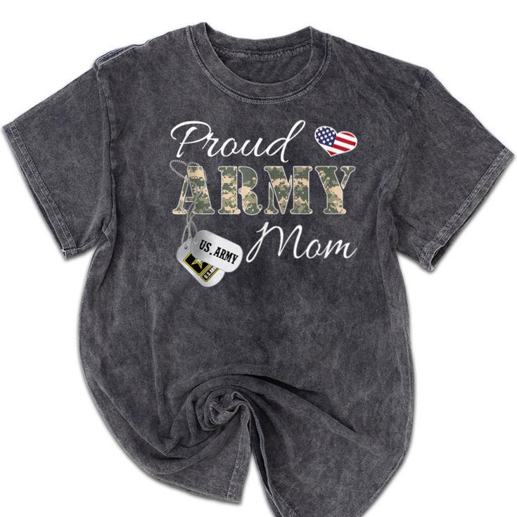 Proud Army Mom Army Graduation Military Mom T-Shirt Mineral Wash Tshirts