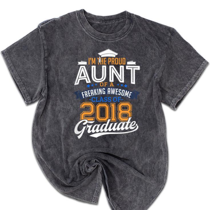 Proud Aunt Of 2018 Graduate Shirt Graduation Grad Class Mineral Wash Tshirts