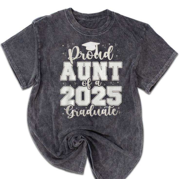 Proud Aunt Of a 2025 Graduate Grad Prom Senior Graduation Premium Tri-Blend Mineral Wash Tshirts