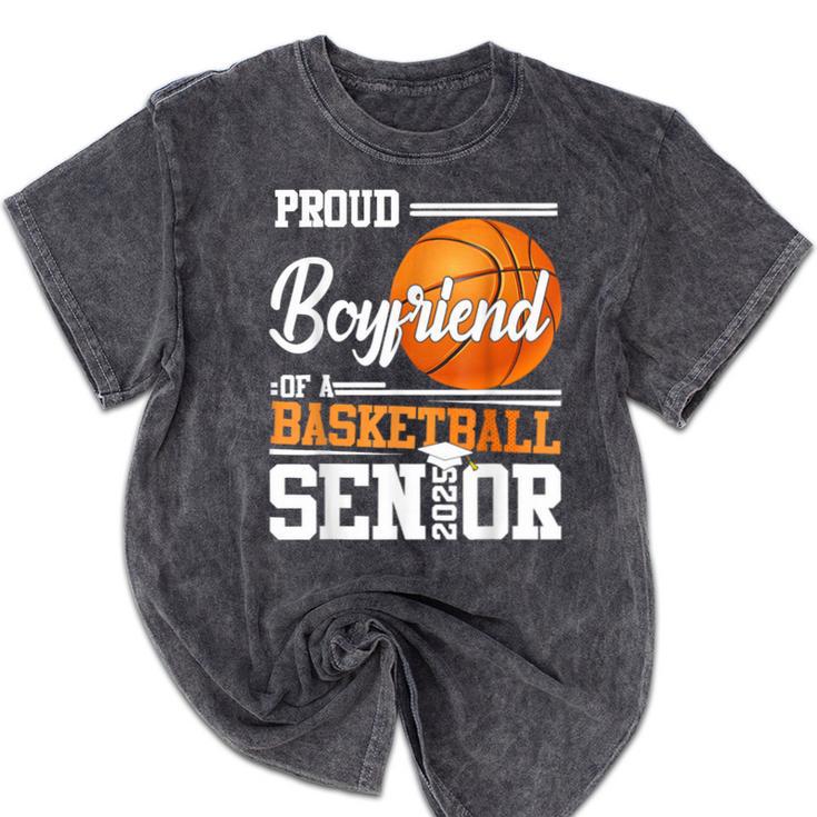 Proud Boyfriend Of A 2025 Senior Graduation Basketball Mineral Wash Tshirts