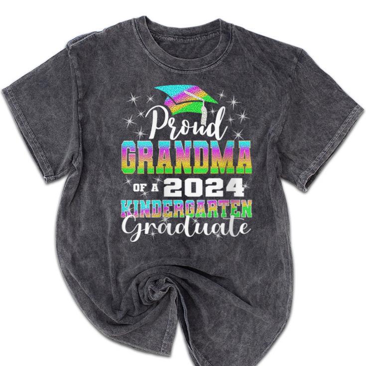 Proud Grandma Of Kindergarten Graduate 2024 Graduation Mineral Wash Tshirts