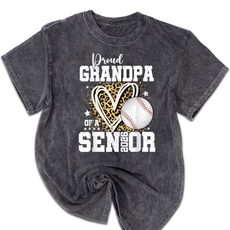 Proud Grandpa Of A 2026 Senior Baseball Graduation Leopard Mineral Wash Tshirts