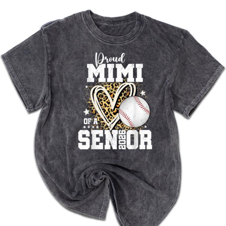 Proud Mimi Of A 2026 Senior Baseball Graduation Leopard Mineral Wash Tshirts
