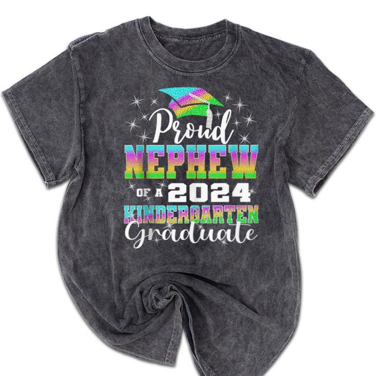 Proud Nephew Of Kindergarten Graduate 2024 Graduation Nephew Mineral Wash Tshirts