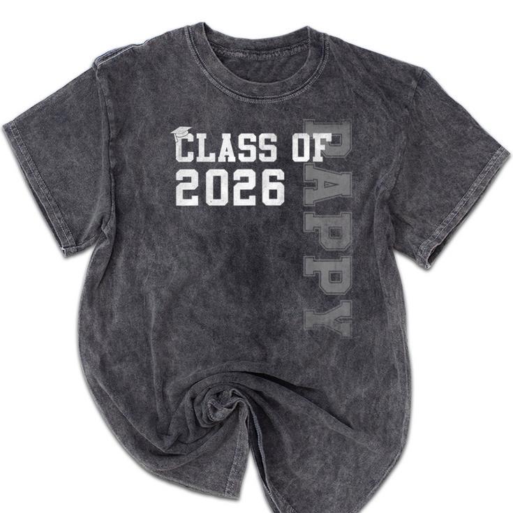 Proud Pappy Of A 2026 Graduate Grad Senior Graduation Mineral Wash Tshirts