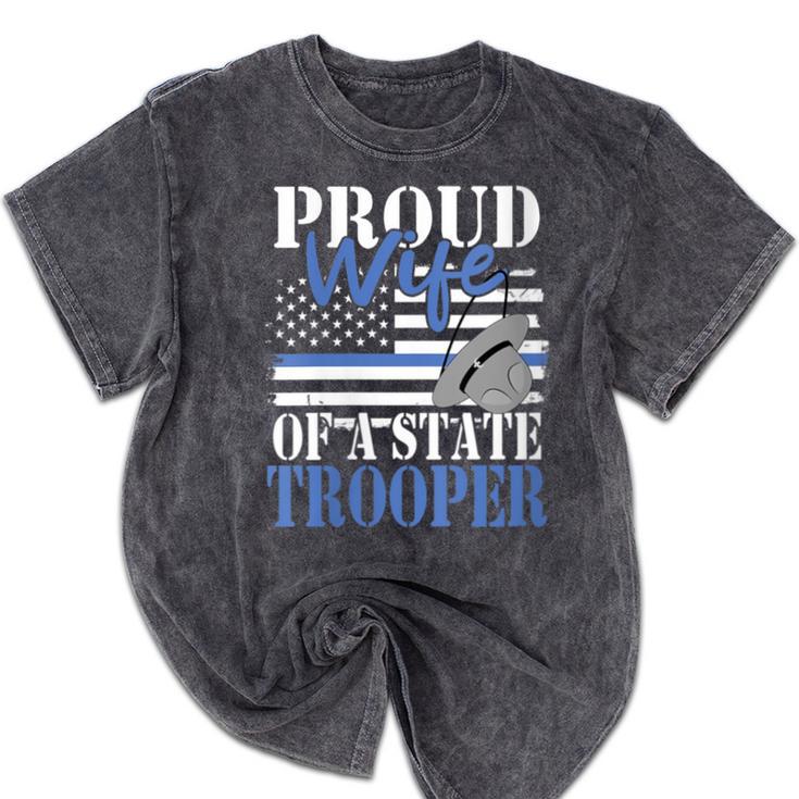 Proud Wife Of a State Trooper Police Officer Graduation Mineral Wash Tshirts