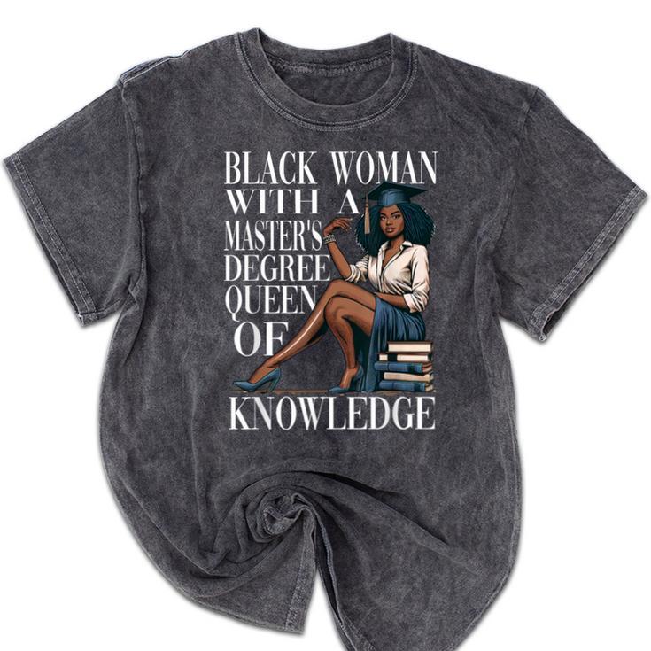 Queen Masters Degree Graduation Educated Melanin Grad Mineral Wash Tshirts