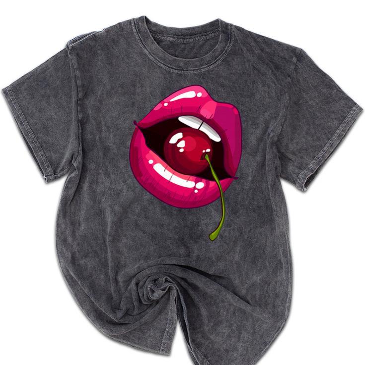 Rainbow Lips With a Cherry In The Mouth 80s Nostalgia Premium Tri-Blend Mineral Wash Tshirts Rainbow Lips With a Cherry In The Mouth 80s Nostalgia Premium Tri-Blend Mineral Wash Tshirts