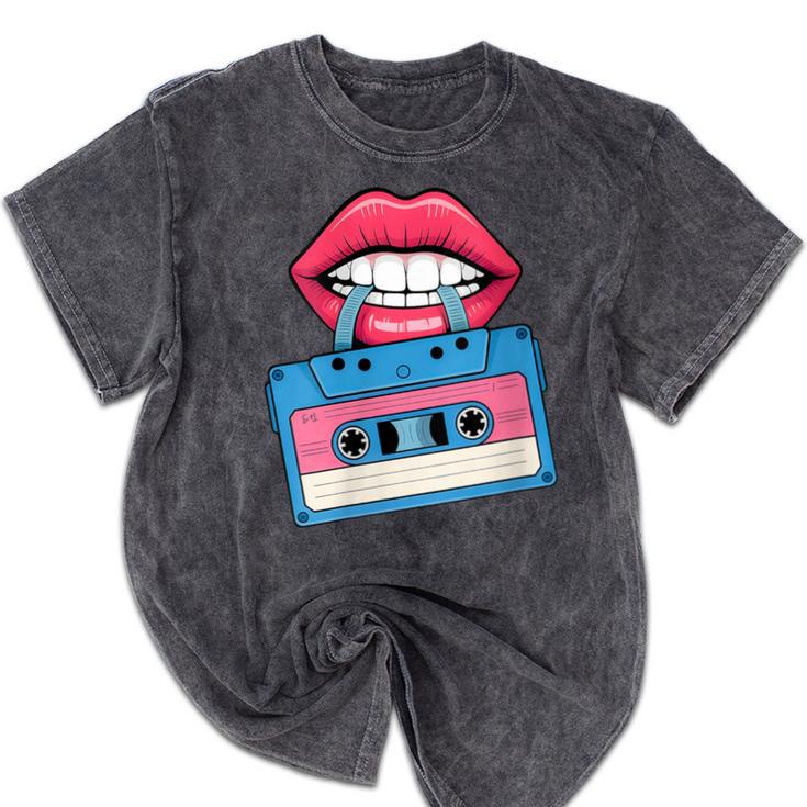 Retro 80s And 90s Cassette Perfect For Nostalgia Mineral Wash Tshirts