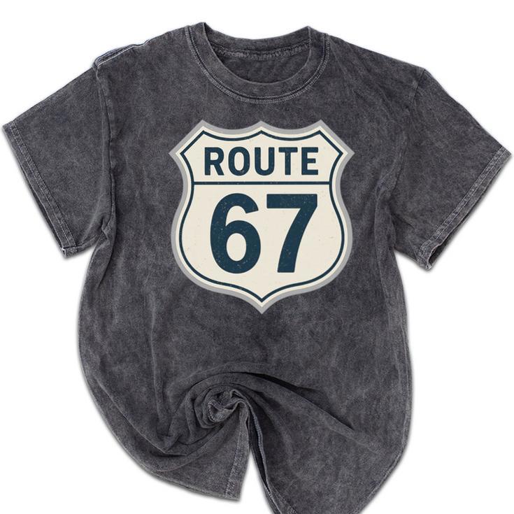 Retro Route 67 Highway Sign Vintage Road Nostalgia Premium Tri-Blend Mineral Wash Tshirts Retro Route 67 Highway Sign Vintage Road Nostalgia Premium Tri-Blend Mineral Wash Tshirts