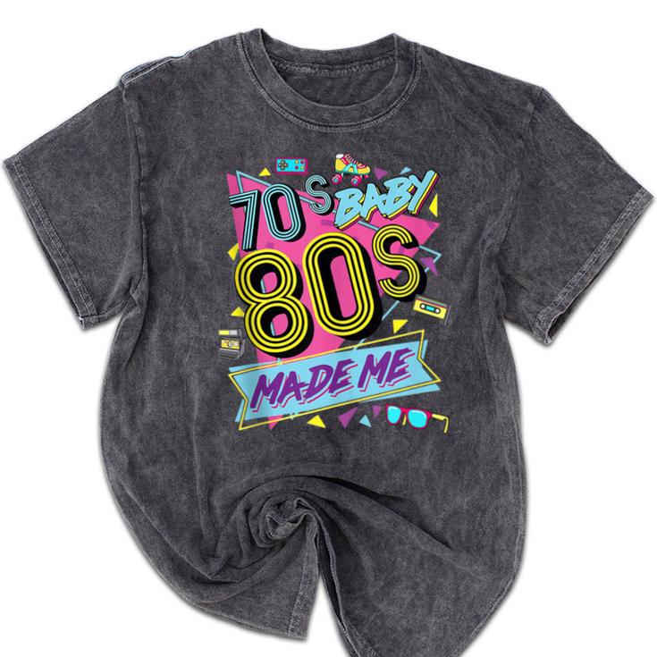 Retro Vintage 70's Baby 80's Made Me Nostalgia Classic Mineral Wash Tshirts