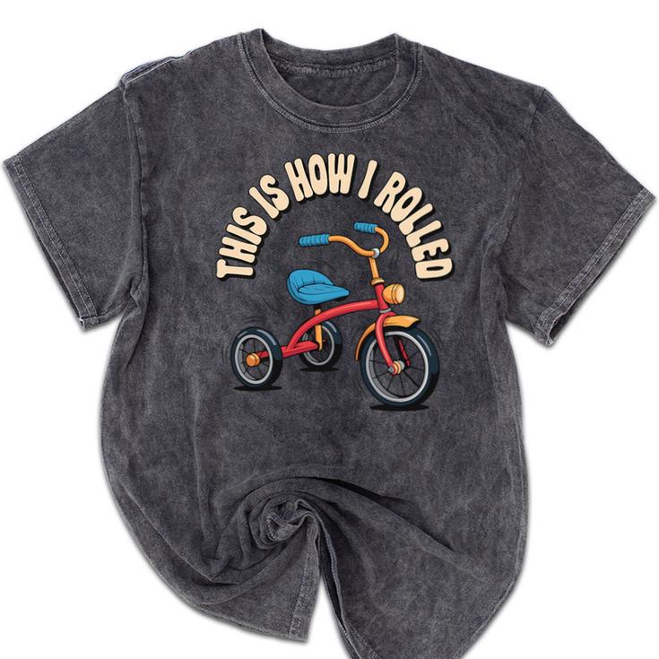 This How I Rolled Retro Tricycle 80s 90s Kid Nostalgia Premium Tri-Blend Mineral Wash Tshirts