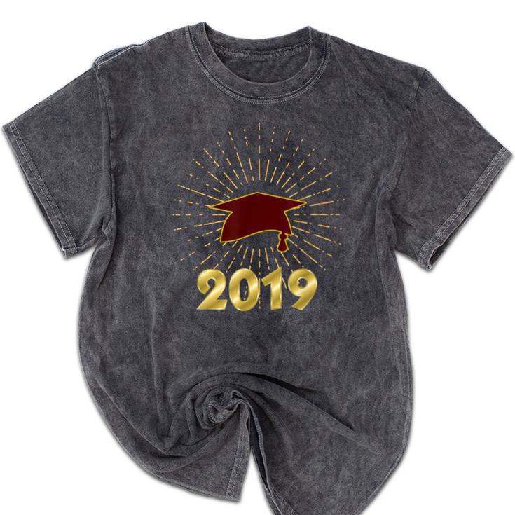 Senior 2019 Graduation Shirt Burgundy Gold Class Colors G23 Mineral Wash Tshirts