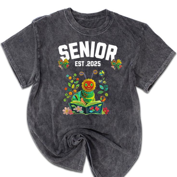 Senior 2025 Graduation Caterpillar For Kids Cute Coquette Mineral Wash Tshirts