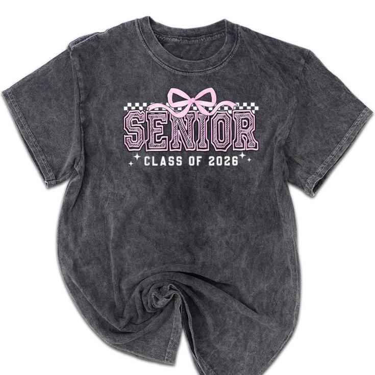 Senior 2026 Coquette Bow Class Of 2026 Graduation Graduate Mineral Wash Tshirts