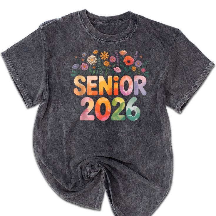 Senior 2026 Groovy Retro Grad Class Of 2026 Graduation Kids Mineral Wash Tshirts