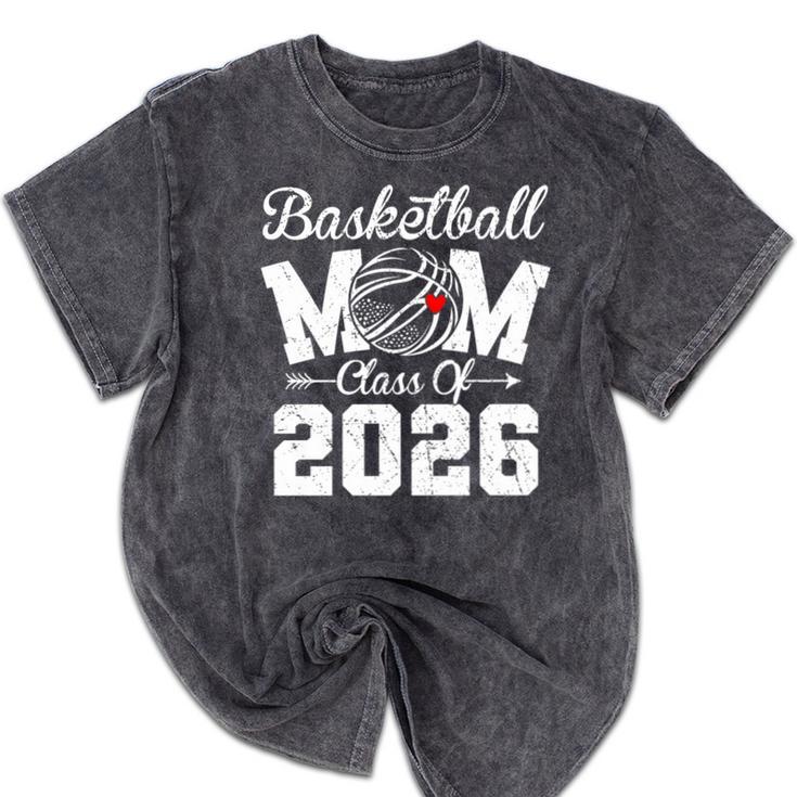 Senior Basketball Mom Class Of 2026 Graduation Premium Tri-Blend Mineral Wash Tshirts