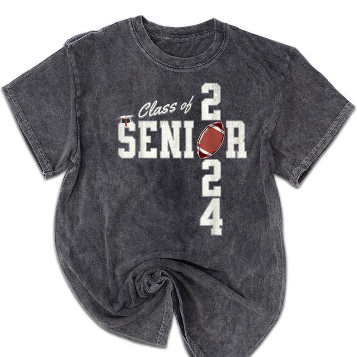 Senior Class Of 2024 Football Graduation Party Favors 2024 Mineral Wash Tshirts