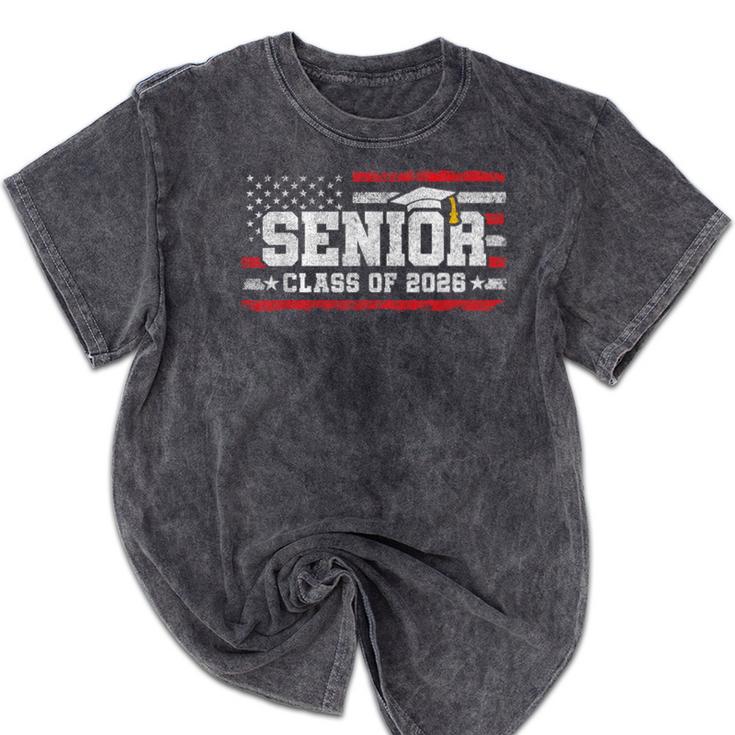 Senior Class 2026 Graduation American Flag Senior 2026 Mineral Wash Tshirts