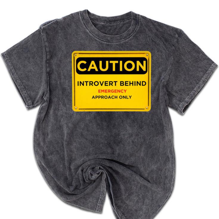 A Simple Yellow Warning Sign For Introvert Mineral Wash Tshirts