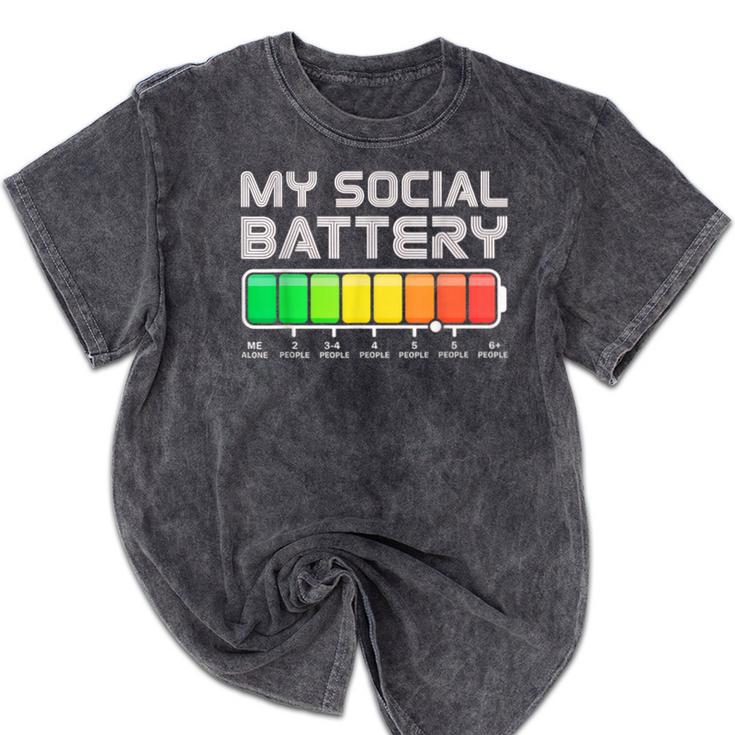 Social Battery Low Energy Antisocial Introvert Mineral Wash Tshirts Social Battery Low Energy Antisocial Introvert Mineral Wash Tshirts