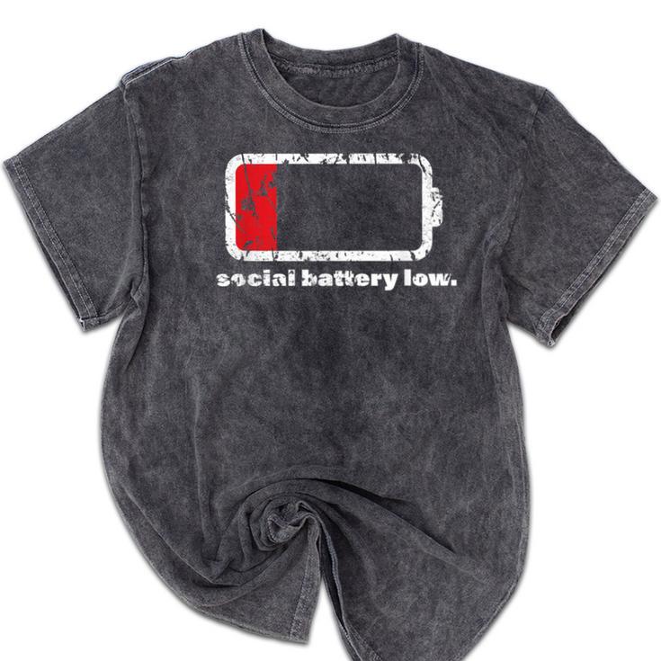 Social Battery Low Introvert Mineral Wash Tshirts