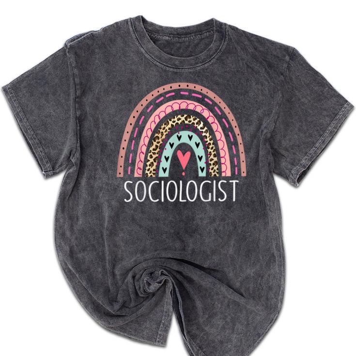 Sociologist Sociology Teacher Graduation Rainbow Mineral Wash Tshirts