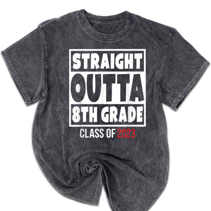 Straight Outta 8th Grade Class Of 2023 Shirt Graduation Mineral Wash Tshirts