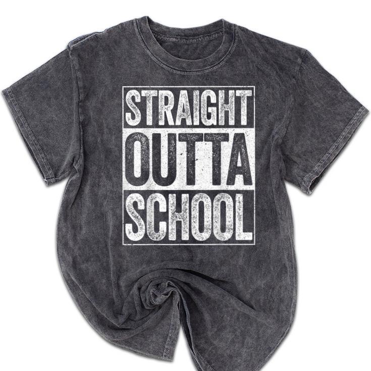 Straight Outta School Shirt Boy Girl Graduation Mineral Wash Tshirts