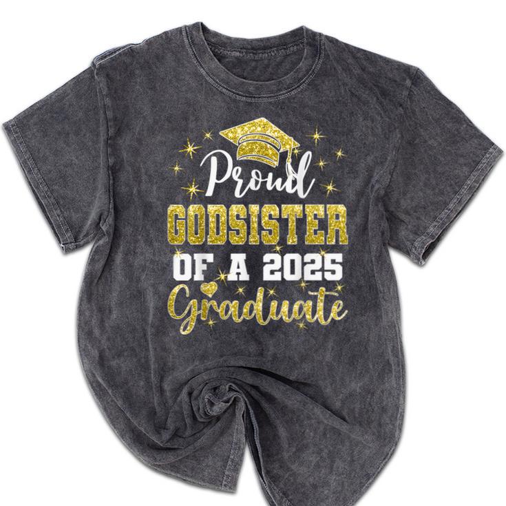 Super Proud Godsister Of 2025 Graduate Graduation Family Mineral Wash Tshirts