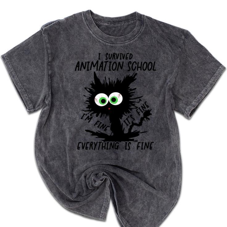 I Survived Animation School Graduation 2026 Mineral Wash Tshirts