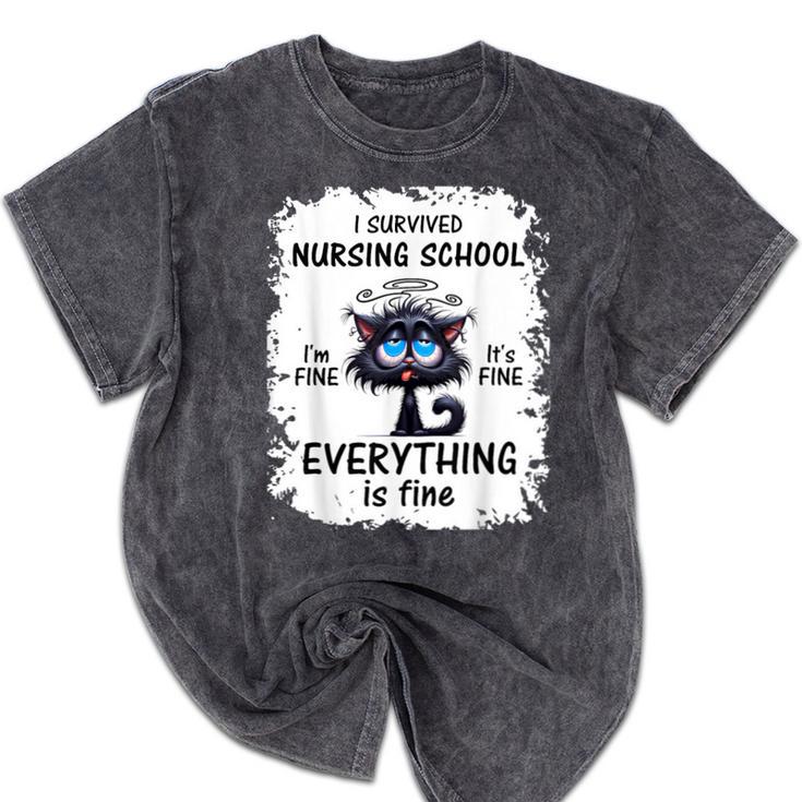 I Survived Nursing School Graduation 2025 Mineral Wash Tshirts