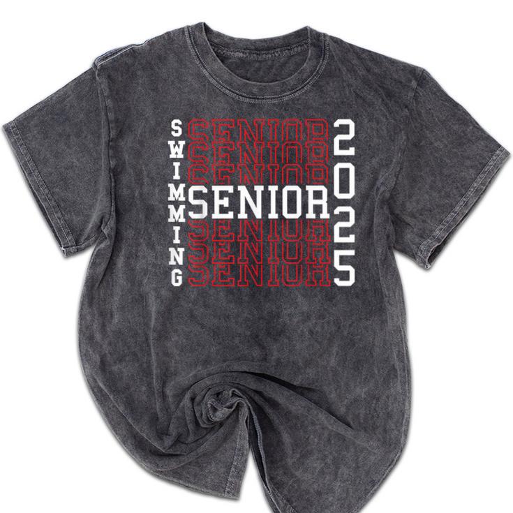 Swimming Senior Night Swimming Senior 2025 Graduation 40 Mineral Wash Tshirts