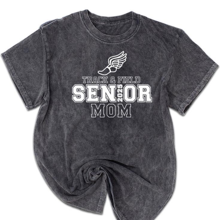 Track & Field Senior Mom 2025 Graduation Year Mineral Wash Tshirts
