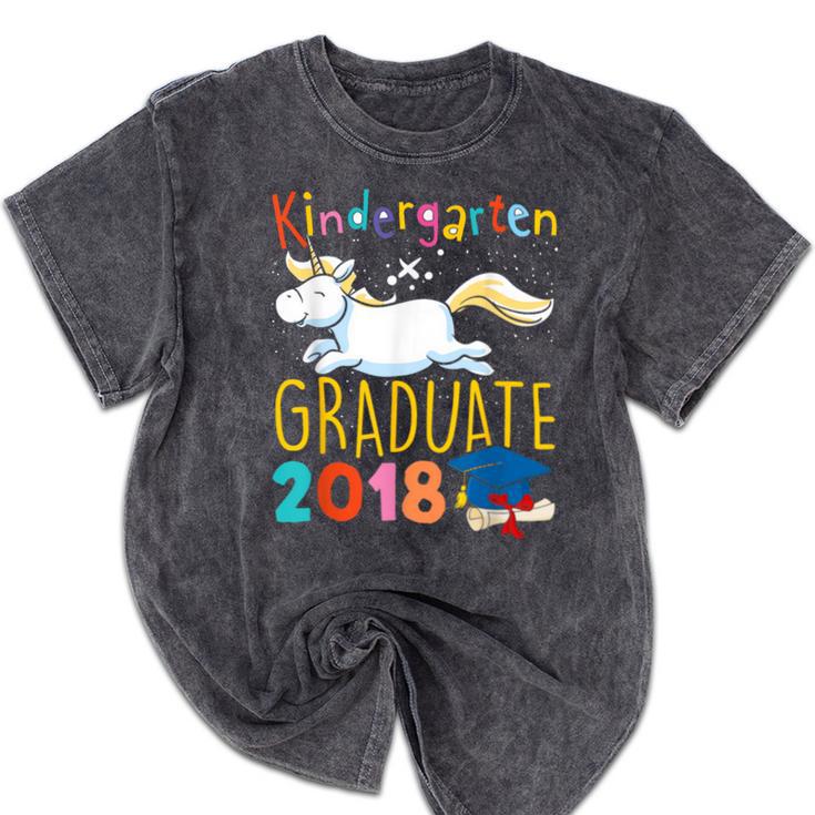 Unicorn Kindergarten Graduation Shirt Girls Mineral Wash Tshirts