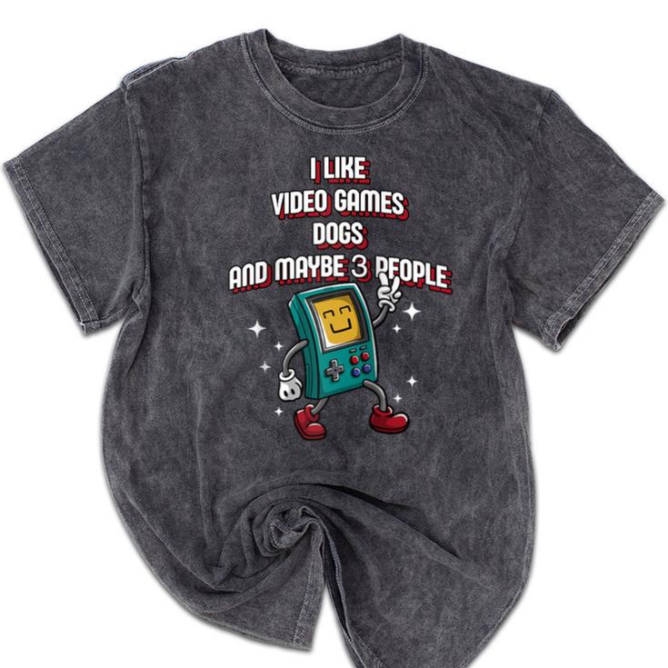 I Like Video Games Dogs And Maybe 3 People Gamer Introvert Raglan Baseball Tee Mineral Wash Tshirts I Like Video Games Dogs And Maybe 3 People Gamer Introvert Raglan Baseball Tee Mineral Wash Tshirts