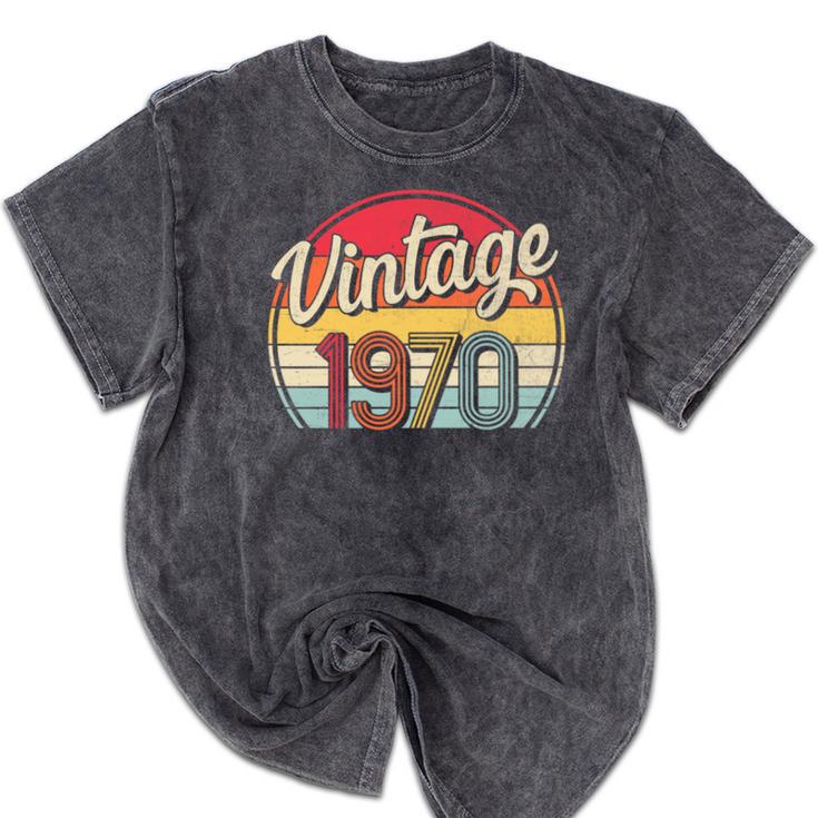 Vintage 1970 Retro Style 70's Born Nostalgia Vibe Birthday Premium Tri-Blend Mineral Wash Tshirts