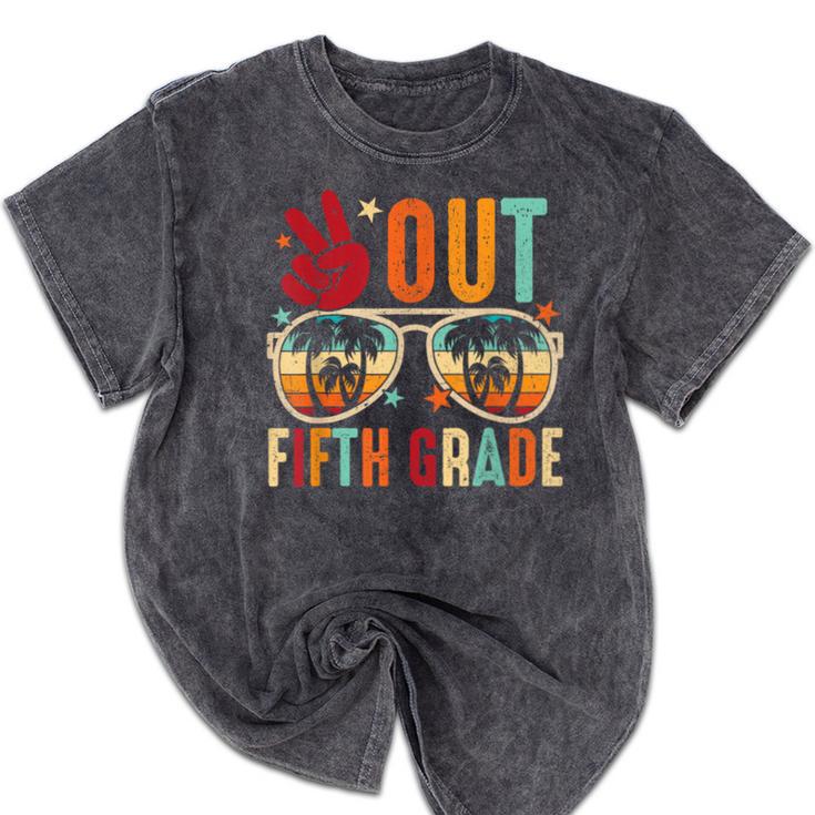 Vintage Peace Out 5th Grade Graduation Last Day Of School Mineral Wash Tshirts