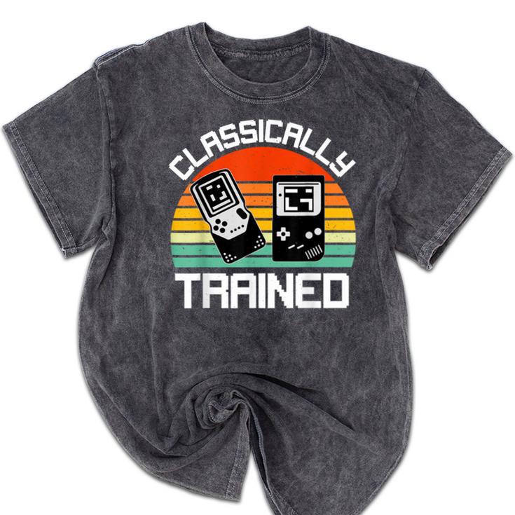 Vintage Retro Classically Trained Video Game 90s Nostalgia Mineral Wash Tshirts
