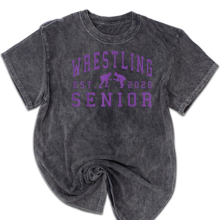 Wrestling Senior Night Wrestling Senior 2026 Graduation 84 Mineral Wash Tshirts